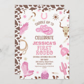 Invitation Premier Rodéo de la première fille rose Brown 1er  (Devant / Derrière)