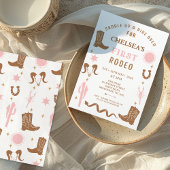 Invitation Premier Rodéo de la première fille rose Brown 1er