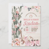 Invitation Premier Rodéo Fille Bois Rustique Rose (Devant)