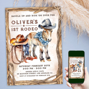 Invitation Premier RODEO Garçon Cowboy 1er Anniversaire