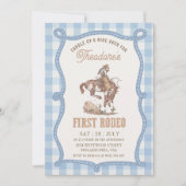 Invitation Premier Rodéo Gingham Bleu Vintage (Devant)