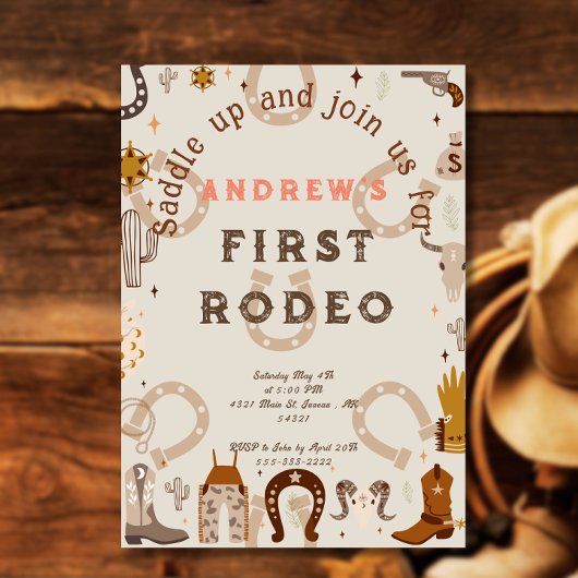 Invitation Premier Rodeo Horseshoe Motif Pays