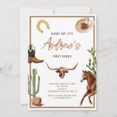 Invitation Premier Rodéo Moderne Southern Cowboy Anniversaire (Devant)