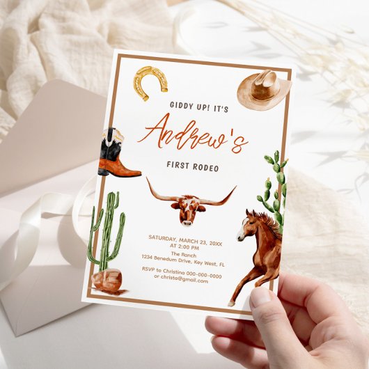 Invitation Premier Rodéo Moderne Southern Cowboy Anniversaire
