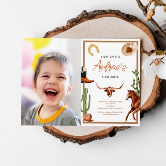 Invitation Premier Rodéo moderne Southern Cowboy Photo Annive