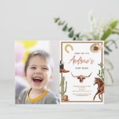 Invitation Premier Rodéo moderne Southern Cowboy Photo Annive (Debout devant)