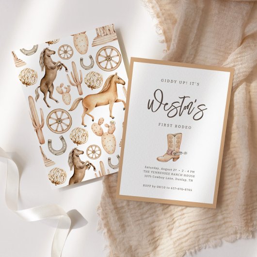 Invitation Premier Rodéo Neutre Sud Cowboy Anniversaire