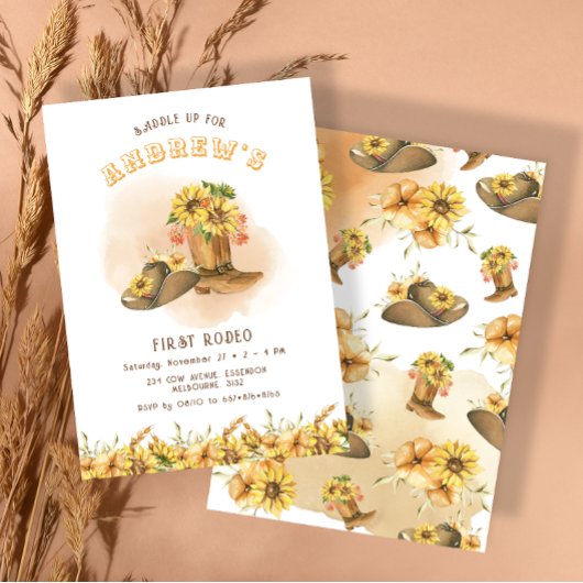 Invitation Premier Rodéo Neutre Sud Cowboy Anniversaire
