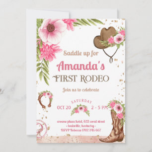 Invitation Premier Rodeo Party Pink Cowgirl Anniversaire