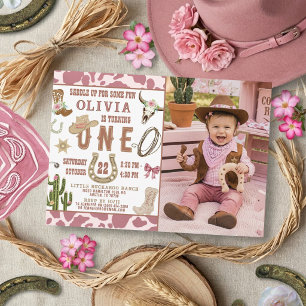 Invitation Premier Rodéo Photo de Cowgirl de l'Ouest pour 1er