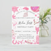 Invitation Premier Rodéo Rose 1er Anniversaire (Debout devant)
