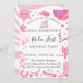Invitation Premier rodéo rose 1er anniversaire (Devant / Derrière)