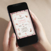 Invitation Premier Rodéo rose mignonne fille 1er anniversaire