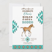 Invitation Premier rodéo sud-ouest turquoise cheval de campag (Devant)