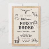 Invitation Premier Rodéo Vintage Neutre Cowboy 1er Anniversai (Devant)