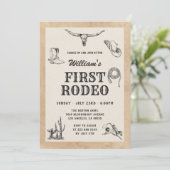 Invitation Premier Rodéo Vintage Neutre Cowboy 1er Anniversai (Debout devant)