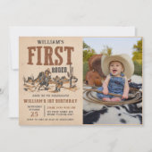 Invitation Premier Rodéo Western Cowboy 1er Anniversaire Phot (Devant)