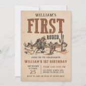 Invitation Premier Rodéo Western Cowboy 1ère fête d'anniversa (Devant)