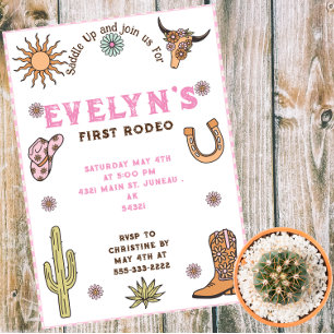 Invitation Premier Rodéo Western Cowboy Boho Anniversaire