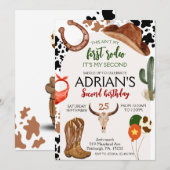 Invitation Premier Rodéo Western Cowboy Deuxième anniversaire (Devant / Derrière)