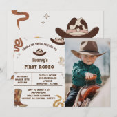 Invitation Premier Rodéo Western Cowboy photo d'anniversaire (Devant / Derrière)
