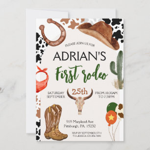 Invitation Premier Rodéo Western Cowboy Premier anniversaire