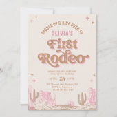 Invitation Premier Rodéo Western Pink Cowgirl Anniversaire (Devant)