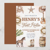 Invitation Premier Rodeo Wild West 1ère fête d'anniversaire (Devant / Derrière)