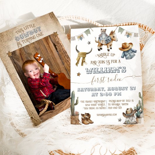 Invitation Premier rodéo Wild West Boy 1er anniversaire