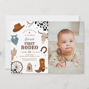 Invitation Premier Rodeo Wild West Boy Photo d'anniversaire