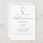 Invitation Premier Rosaire Communion Simple Événement Religie (Devant)