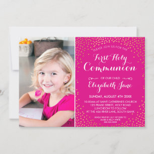 Invitation PREMIER SAINT COMMUNAUTÉ mini en or confetti migno