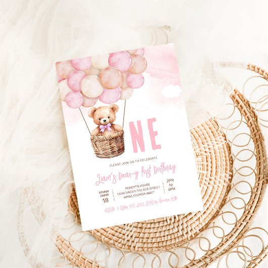 Invitation Premier Teddy Bear Boho 1er Anniversaire