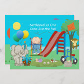Invitation Premier terrain de jeu de jardin d'anniversaire de (Devant / Derrière)