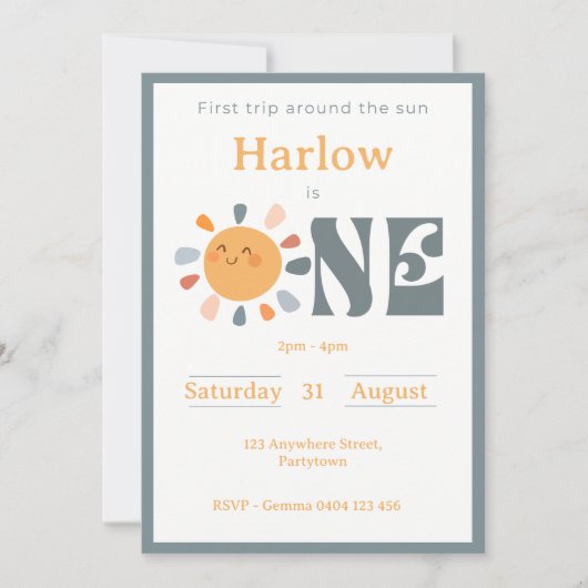 Invitation Premier tour autour du soleil (Devant)