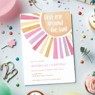 Invitation Premier Tour Autour du Soleil Fille 1er Anniversai