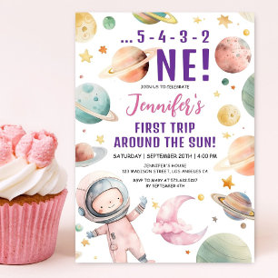 Invitation Premier Tour Autour du Soleil Fille Espace 1er Ann