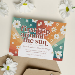 Invitation Premier Tour Autour du Soleil   Rétro Daisy Arc-en