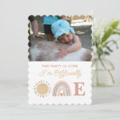 Invitation Premier tour du soleil Boho 1er anniversaire photo (Debout devant)