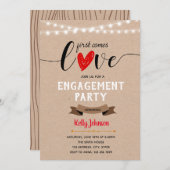 Invitation Premier vient l'invitation fiançailles amour (Devant / Derrière)