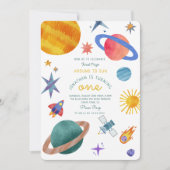 Invitation Premier voyage astronaute spatial Premier annivers (Devant)