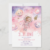 Invitation Premier voyage autour de la photo fille Sun Space (Devant)