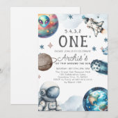 Invitation Premier voyage autour de l'Anniversaire des astron (Devant / Derrière)