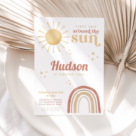 Invitation Premier voyage autour de Sun Boho Arc-en-ciel 1er