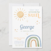 Invitation Premier voyage autour de Sun Boy Rainbow 1er anniv (Devant)