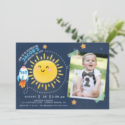 Invitation Premier voyage autour du soleil (Debout devant)