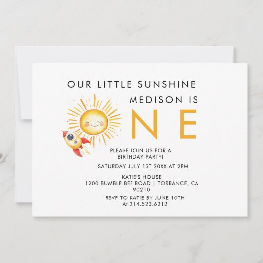 Invitation Premier voyage autour du soleil (Devant)