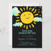 Invitation Premier voyage autour du soleil 1er anniversaire (Devant)