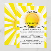 Invitation Premier Voyage Autour Du Soleil 1Er Anniversaire (Devant / Derrière)