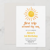 Invitation Premier voyage autour du soleil 1er anniversaire (Devant / Derrière)